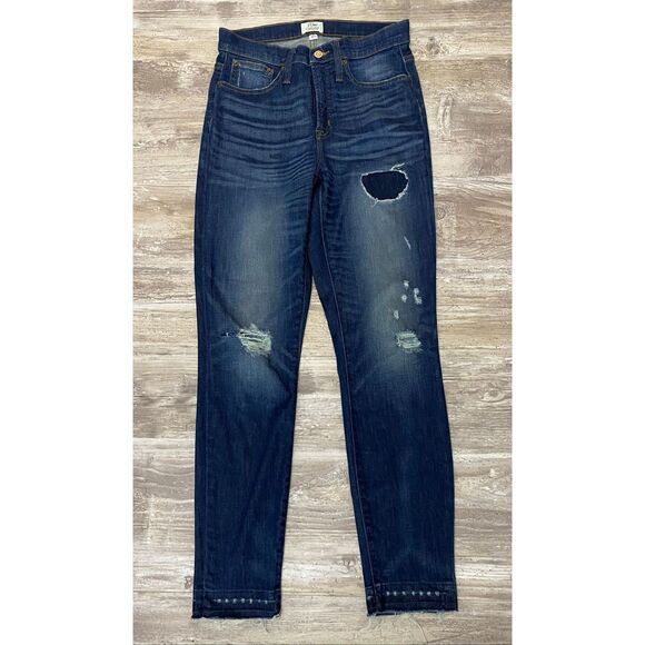 J. Crew High Rise Toothpick Distressed Jeans Sz 27 - Picture 1 of 3